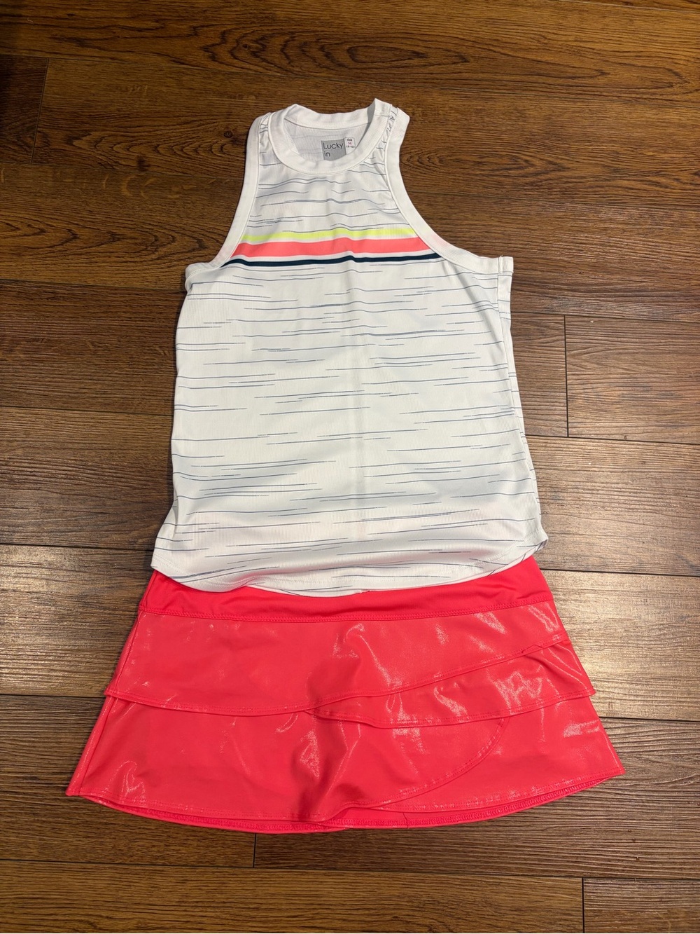 Lucky in Love Coral Tennis Set | Skirt Small + Tank Medium 🎾